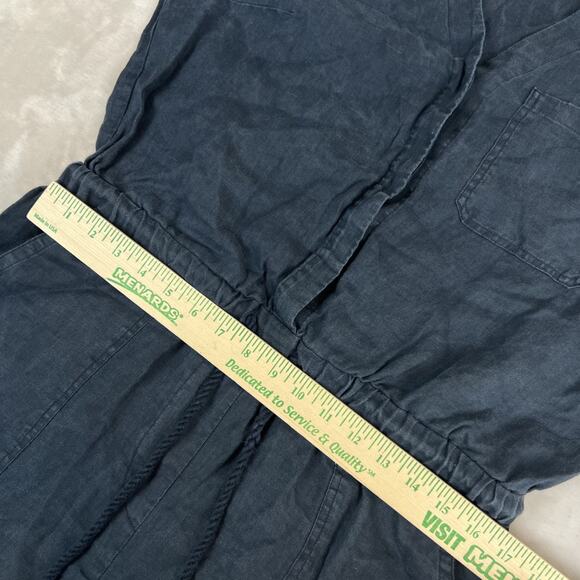 Lauren Ralph Lauren Romper Womens 10 Blue/Black Linen Utility Minimal Old Money - Picture 5 of 10